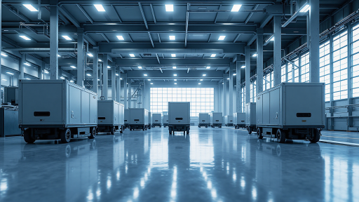 物流公司仓储中心内部，自动化分拣设备，工作人员正在操作物流系统，现代物流环境，专业工业照明